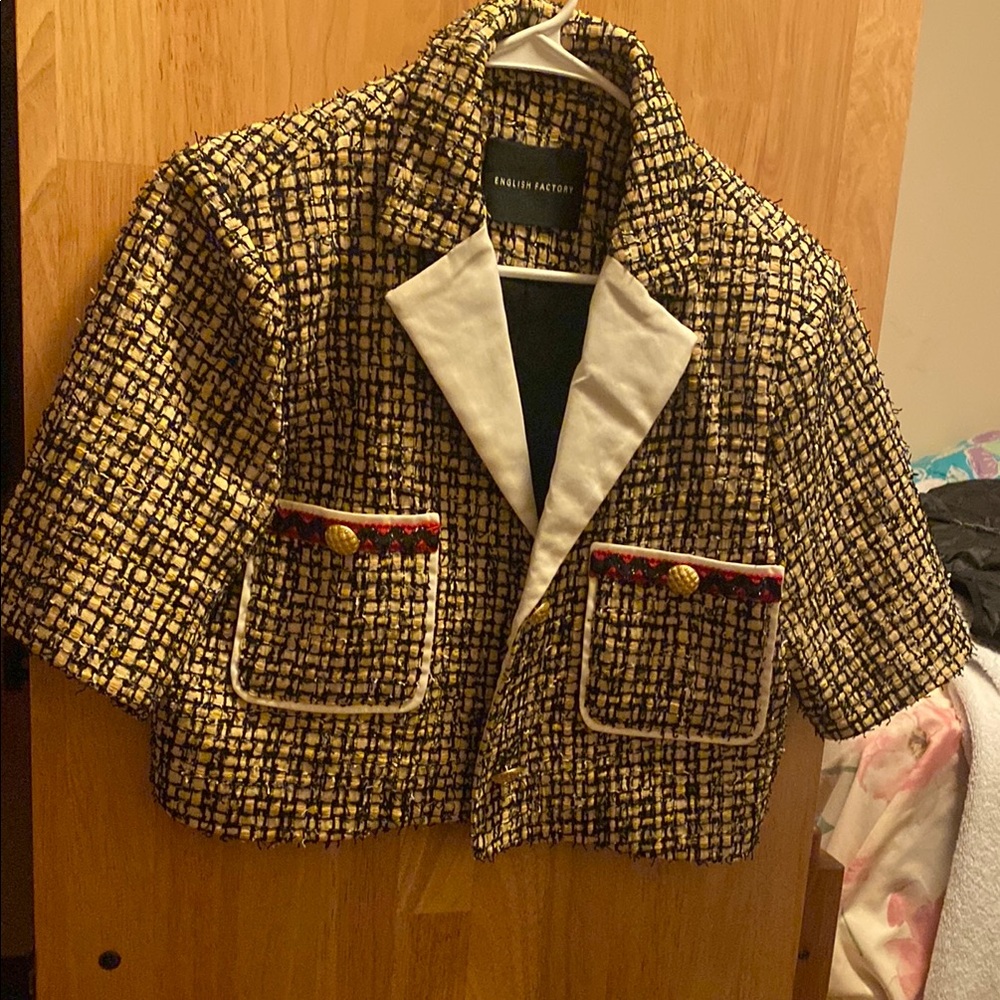 Chic Tweed Jacket with White Accents
